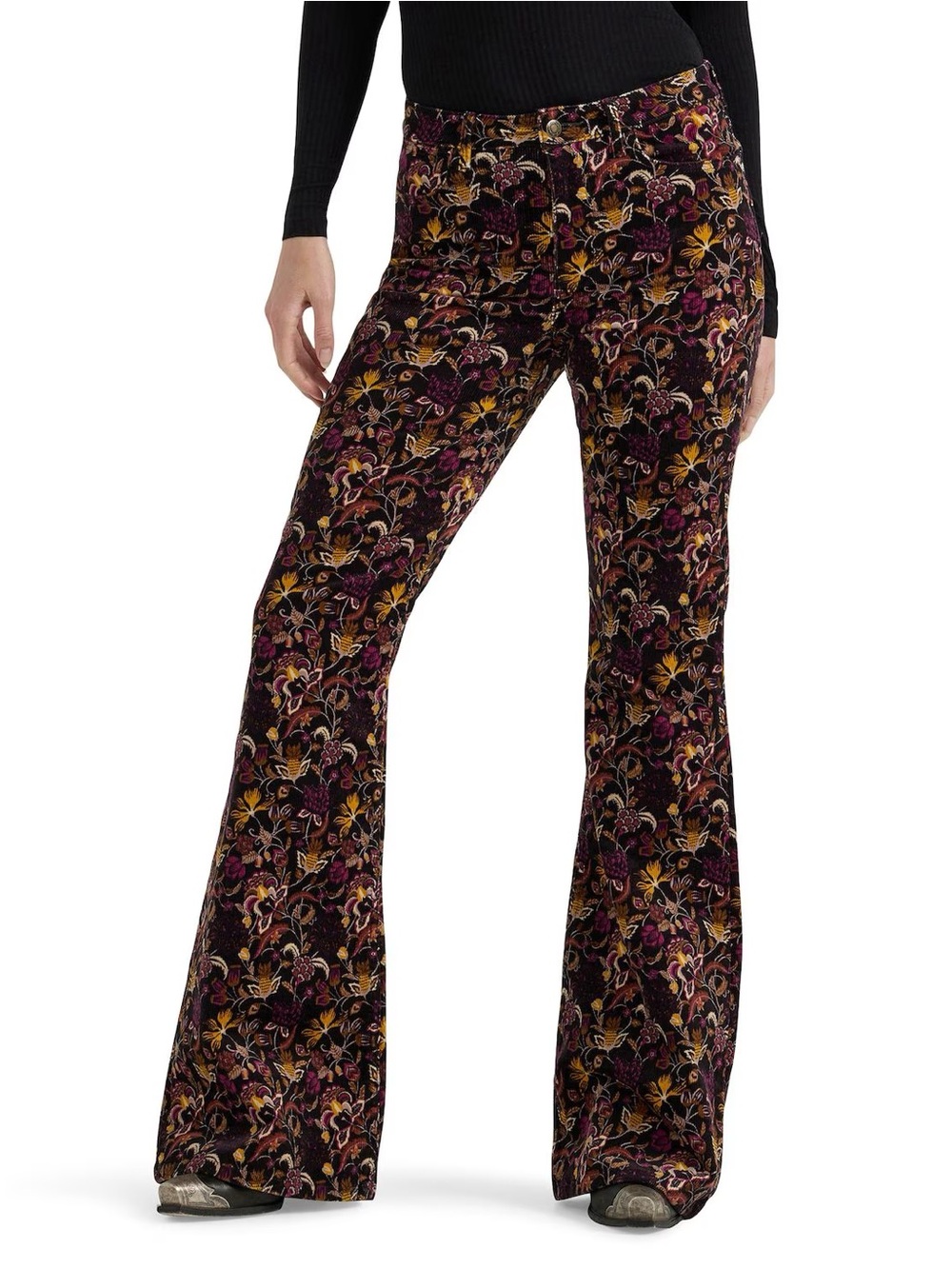 Wrangler corduroy flare midnight floral jeans